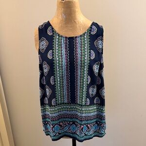 Cynthia Rowley Blue and Green Patterned Blouse